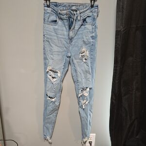 American Eagle Outfitters Light Blue Distressed Skinny Jeans